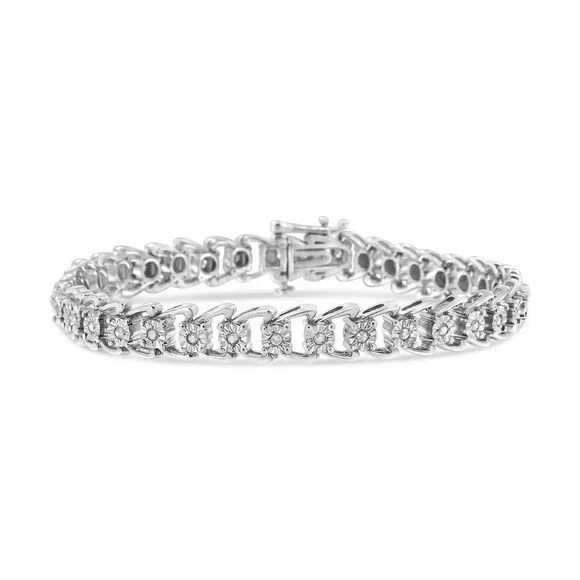 Haus of Brilliance .925 Sterling Silver 1/2 Cttw Diamond Miracle 7" Bracelet - Picture 4 of 7